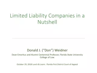 Limited Liability Companies in a Nutshell