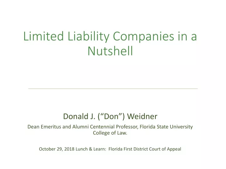 limited liability companies in a nutshell