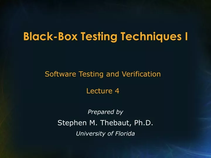 black box testing techniques i