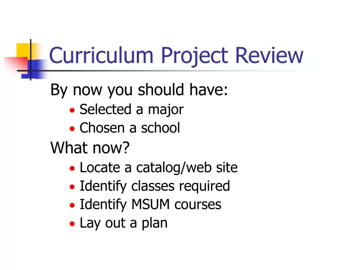 curriculum project review