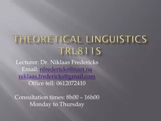 Theoretical Linguistics  TRL811s