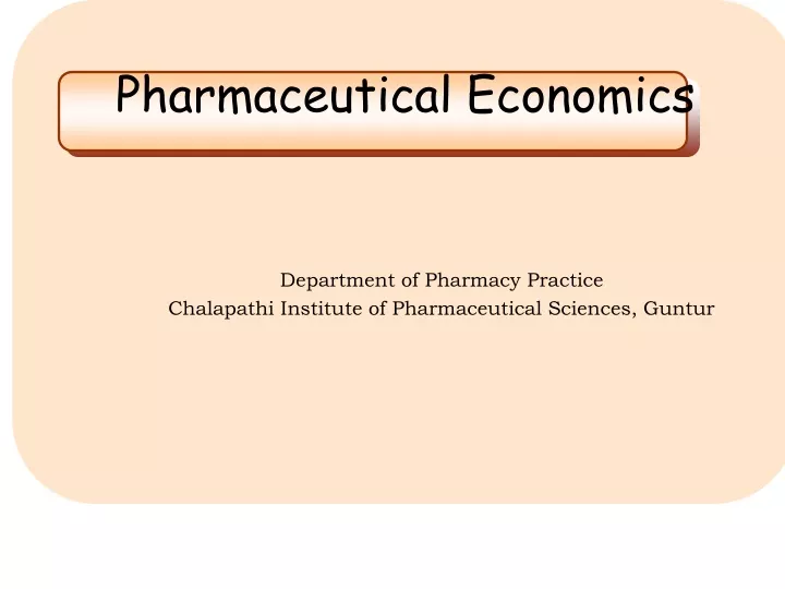 pharmaceutical economics