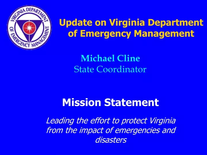 update on virginia department of emergency management