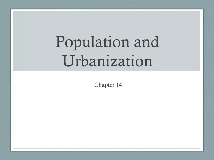 population and urbanization