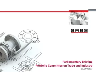 Parliamentary Briefing Portfolio Committee on Trade and Industry 16 April 2013