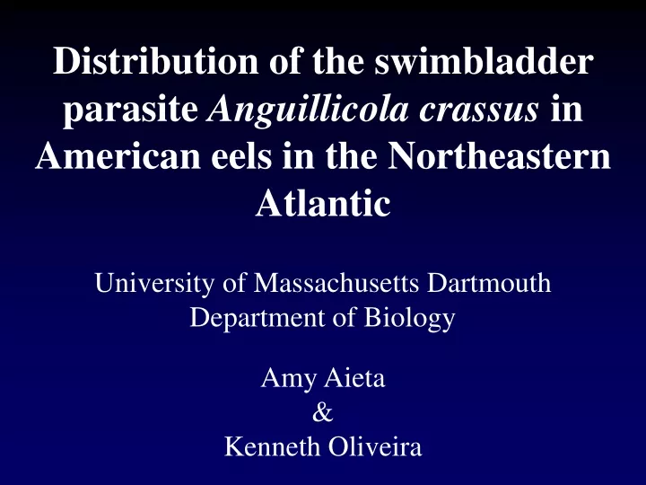 distribution of the swimbladder parasite