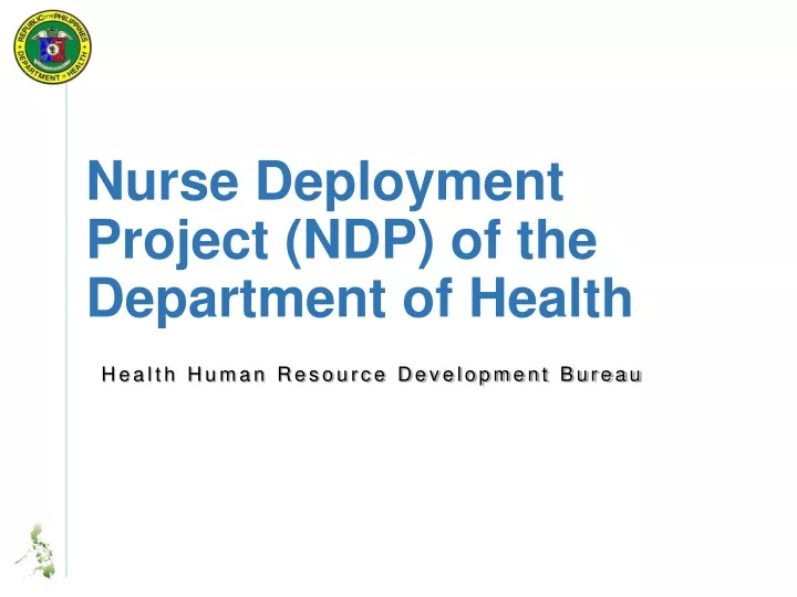 nurse deployment project ndp of the department of health