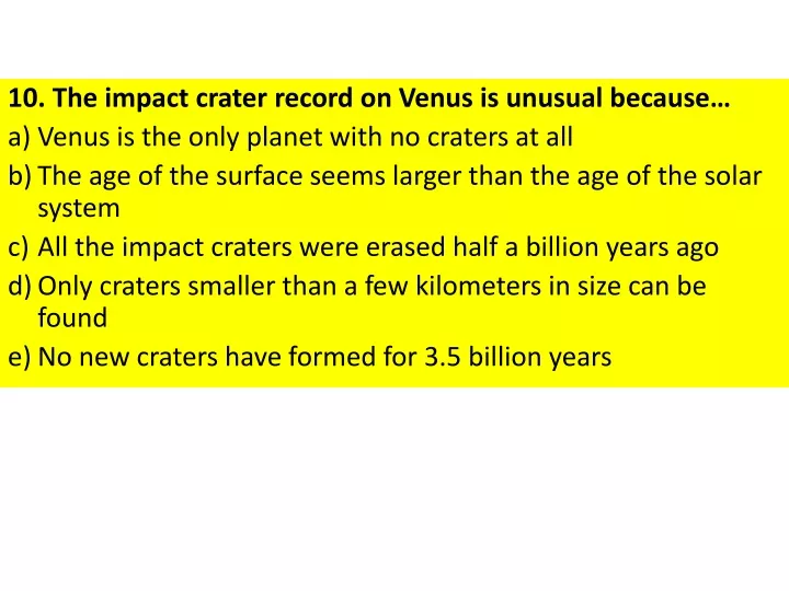 10 the impact crater record on venus is unusual