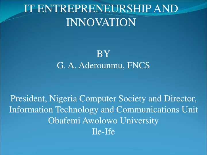 it entrepreneurship and innovation