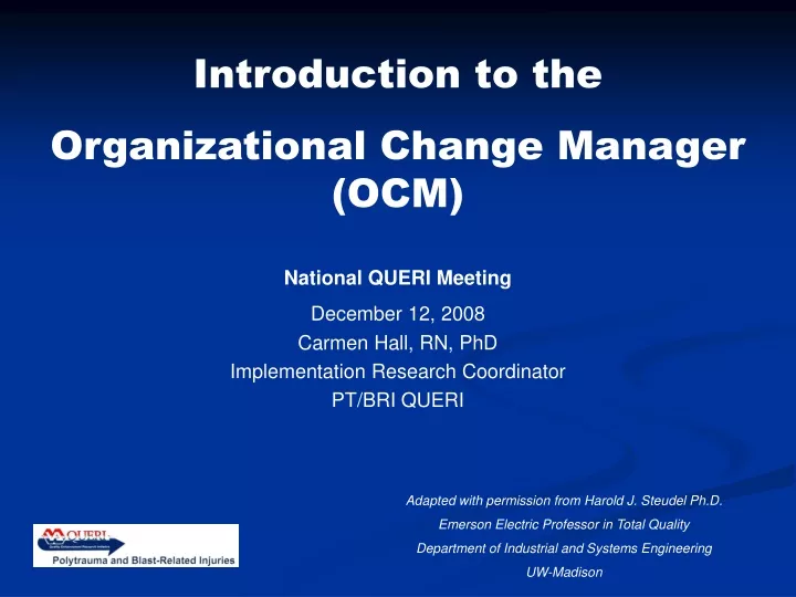 introduction to the organizational change manager