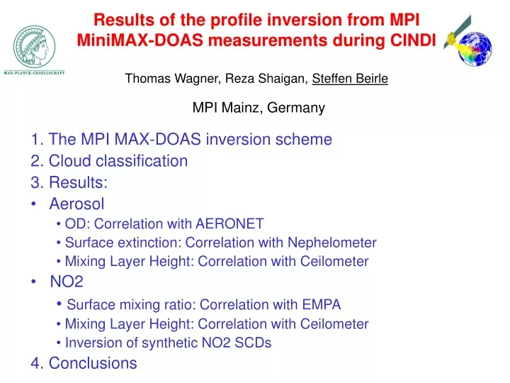 results of the profile inversion from mpi minimax