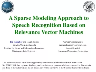 A Sparse Modeling Approach to Speech Recognition Based on Relevance Vector Machines