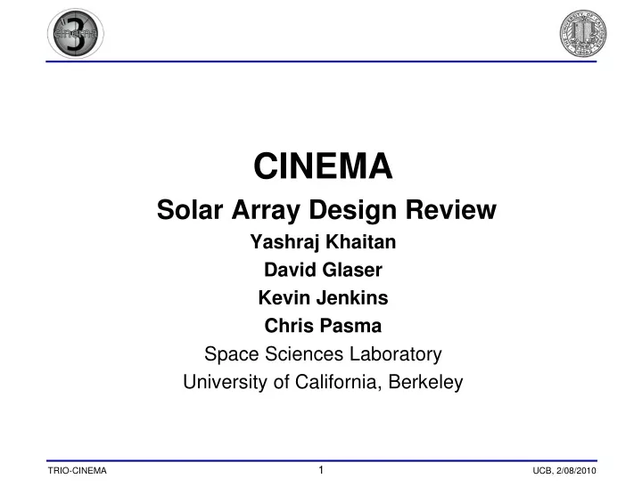 cinema solar array design review yashraj khaitan