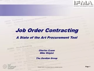 Job Order Contracting A State of the Art Procurement Tool Charles Crane Mike Shiplet