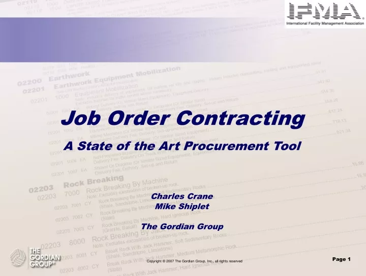 job order contracting a state