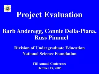 Project Evaluation Barb Anderegg, Connie Della-Piana,  Russ Pimmel