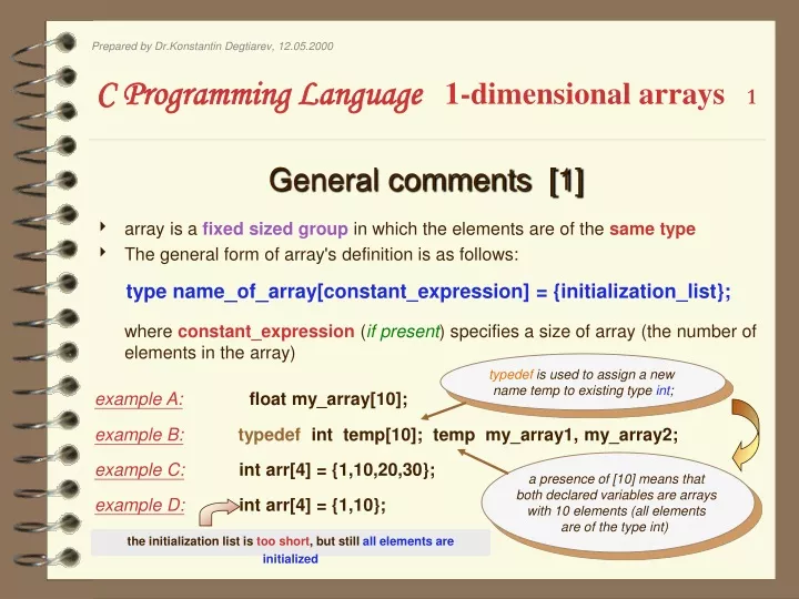 c programming language 1 dimensional arrays 1