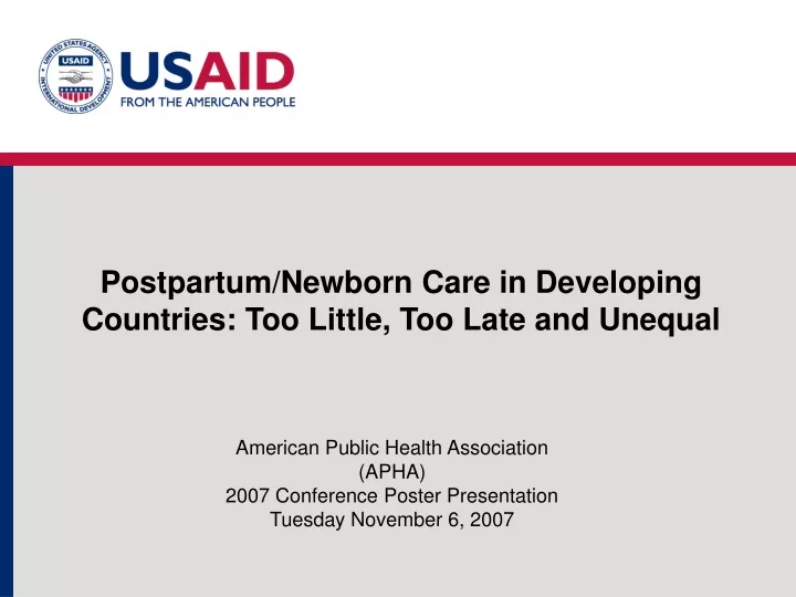 postpartum newborn care in developing countries too little too late and unequal