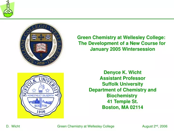 green chemistry at wellesley college