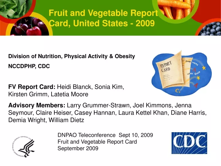 fruit and vegetable report card united states 2009