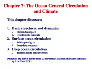 Chapter 7: The Ocean General Circulation and Climate