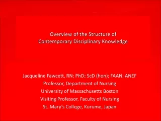 Overview of the Structure of  Contemporary Disciplinary Knowledge