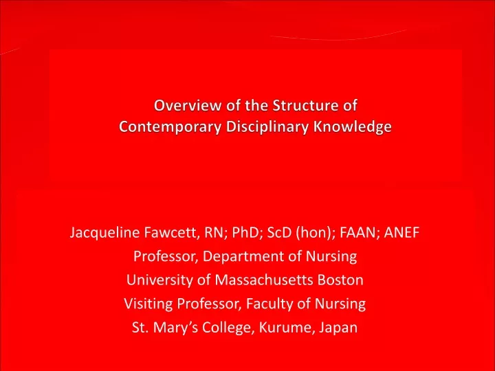 overview of the structure of contemporary disciplinary knowledge