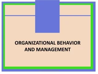 ORGANIZATIONAL BEHAVIOR AND MANAGEMENT
