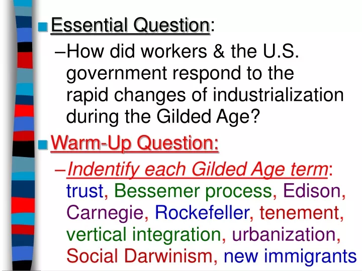 essential question how did workers