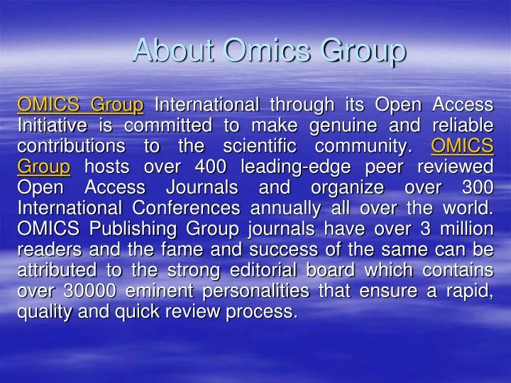 about omics group