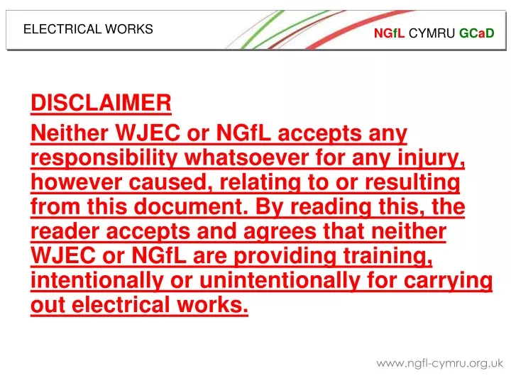 disclaimer neither wjec or ngfl accepts