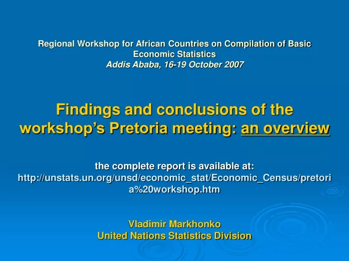 regional workshop for african countries