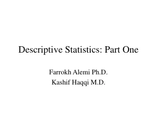 Descriptive Statistics: Part One