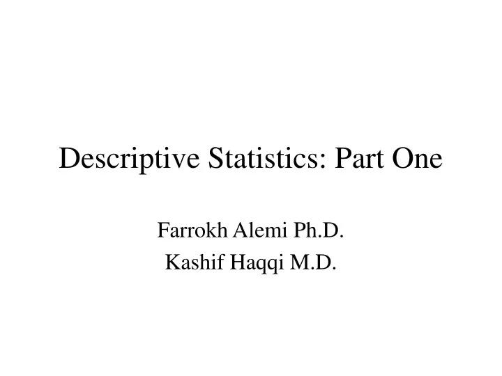 descriptive statistics part one