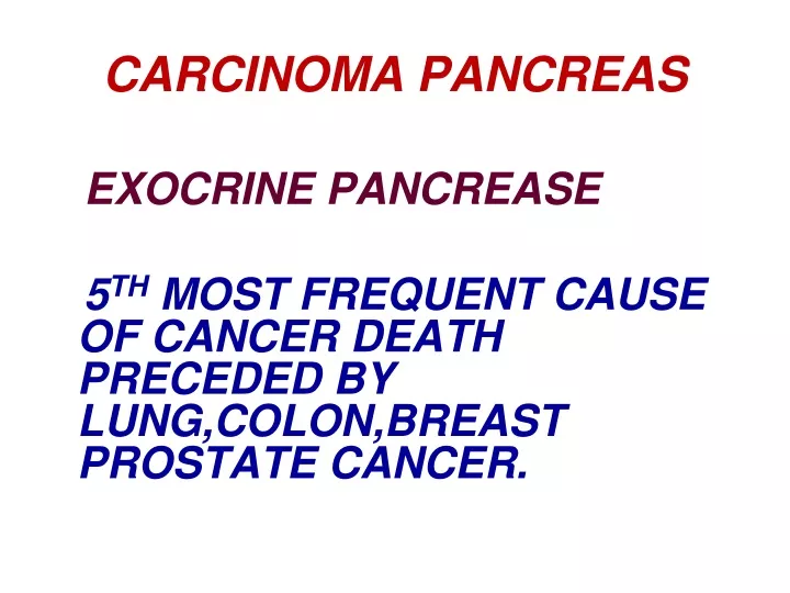 carcinoma pancreas