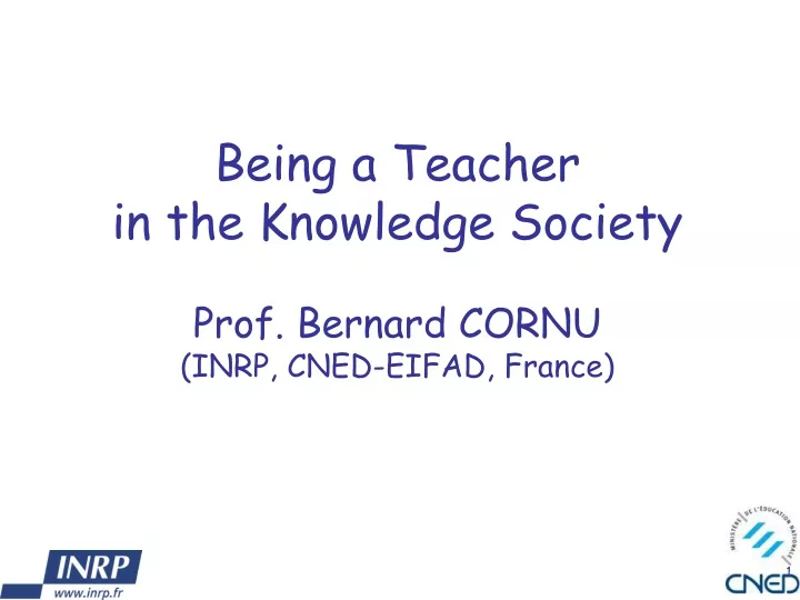 being a teacher in the knowledge society prof