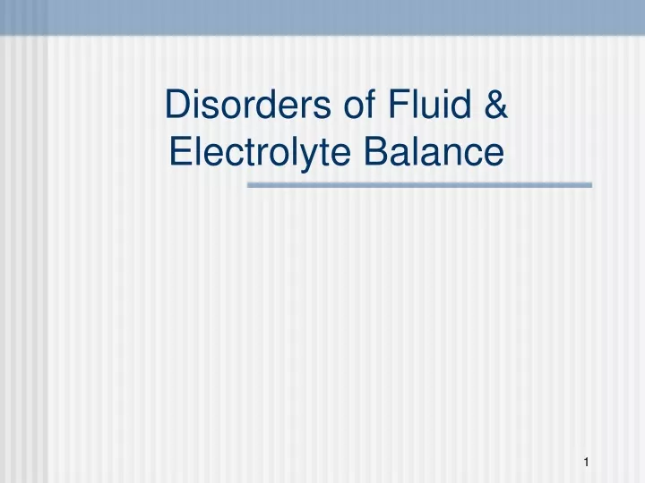 disorders of fluid electrolyte balance