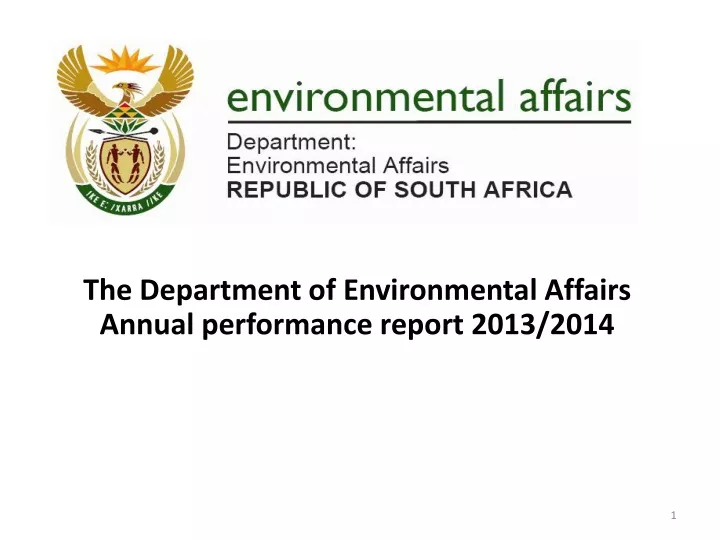the department of environmental affairs annual performance report 2013 2014