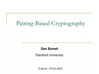Pairing-Based Cryptography