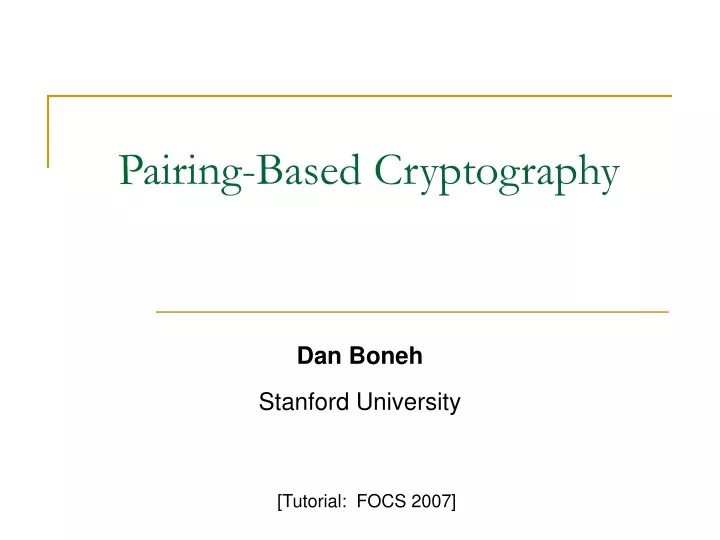 pairing based cryptography