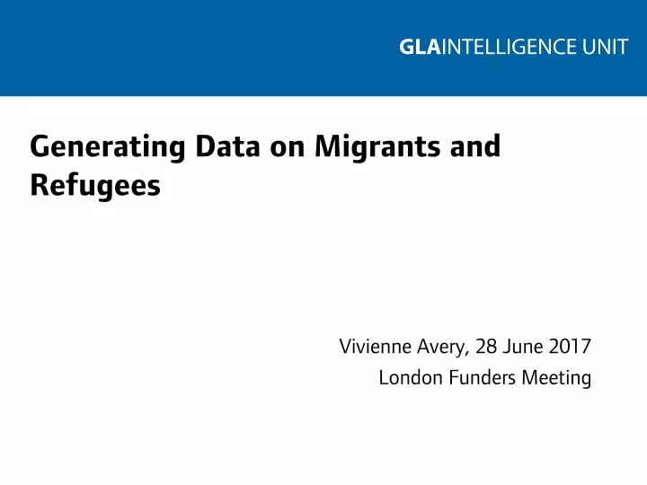 generating data on migrants and refugees