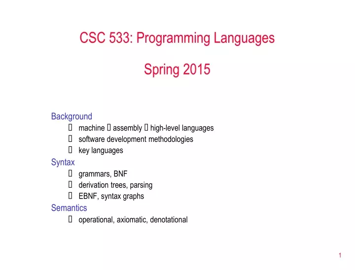 csc 533 programming languages spring 2015