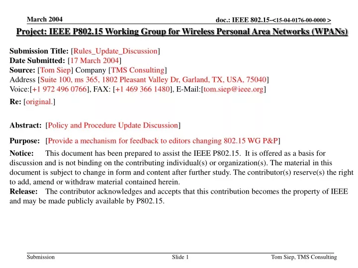 project ieee p802 15 working group for wireless