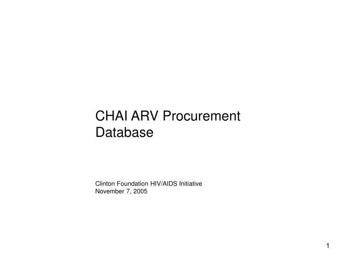 chai arv procurement database