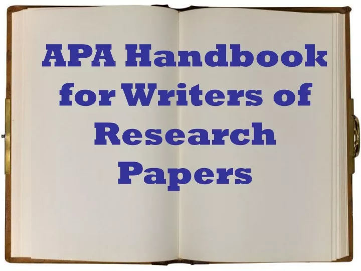 apa handbook for writers of research papers
