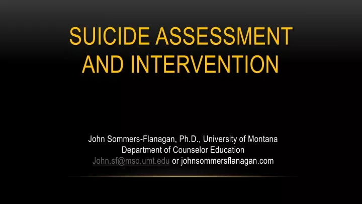 suicide assessment and intervention