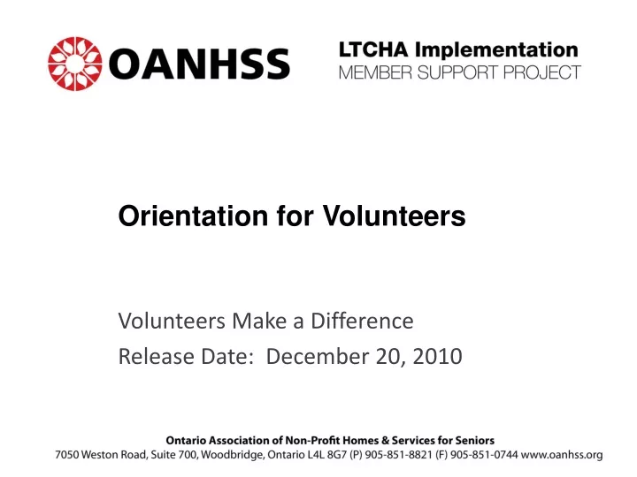 orientation for volunteers