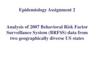 Epidemiology Assignment 2