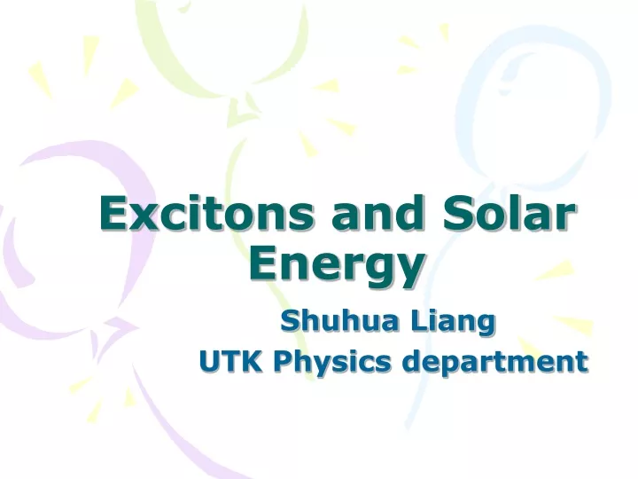 excitons and solar energy
