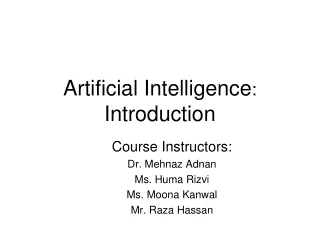 Artificial Intelligence :  Introduction